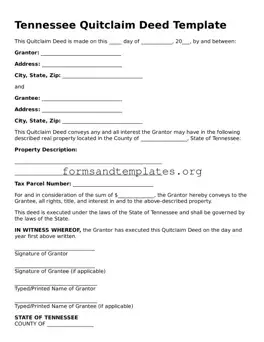 Quitclaim Deed Template for the State of Tennessee