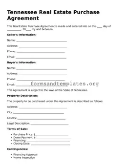 Real Estate Purchase Agreement Template for the State of Tennessee
