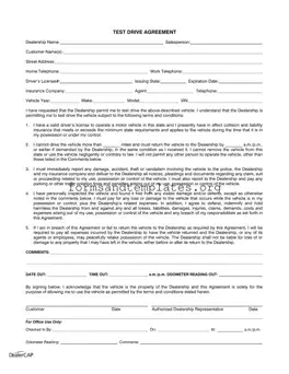 Printable Test Drive Template