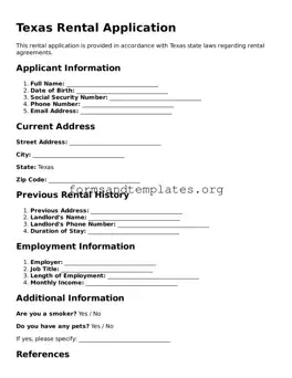 Rental Application Template for the State of Texas