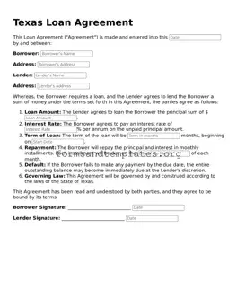 Loan Agreement Template for the State of Texas
