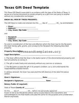 Gift Deed Template for the State of Texas
