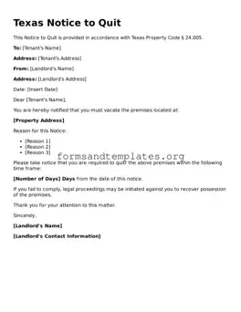Notice to Quit Template for the State of Texas