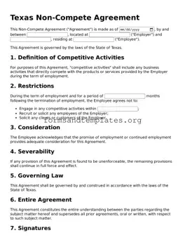 Non-compete Agreement Template for the State of Texas