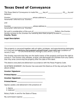 Deed Template for the State of Texas