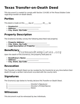 Transfer-on-Death Deed Template for the State of Texas