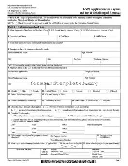 Printable USCIS I-589 Template