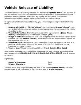 Attorney-Verified Vehicle Release of Liability Template
