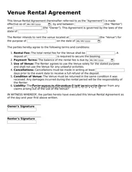 Attorney-Verified Venue Rental Agreement Template