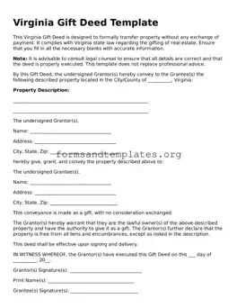 Gift Deed Template for the State of Virginia