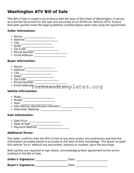 ATV Bill of Sale Template for the State of Washington