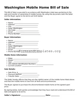 Mobile Home Bill of Sale Template for the State of Washington