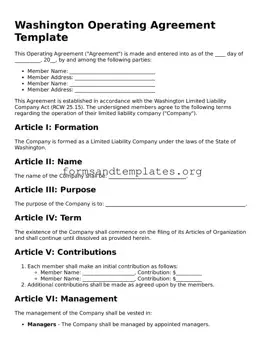 Operating Agreement Template for the State of Washington