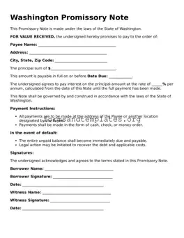 Promissory Note Template for the State of Washington
