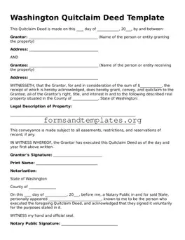 Quitclaim Deed Template for the State of Washington