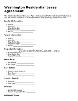 Residential Lease Agreement Template for the State of Washington