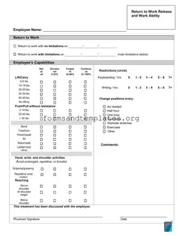 Printable Work Release Template