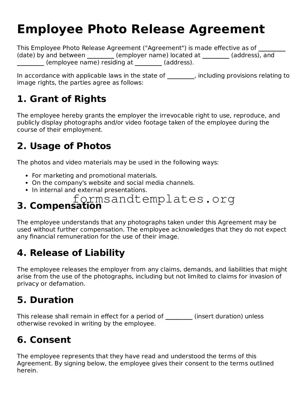 Attorney-Verified Employee Photo Release Template