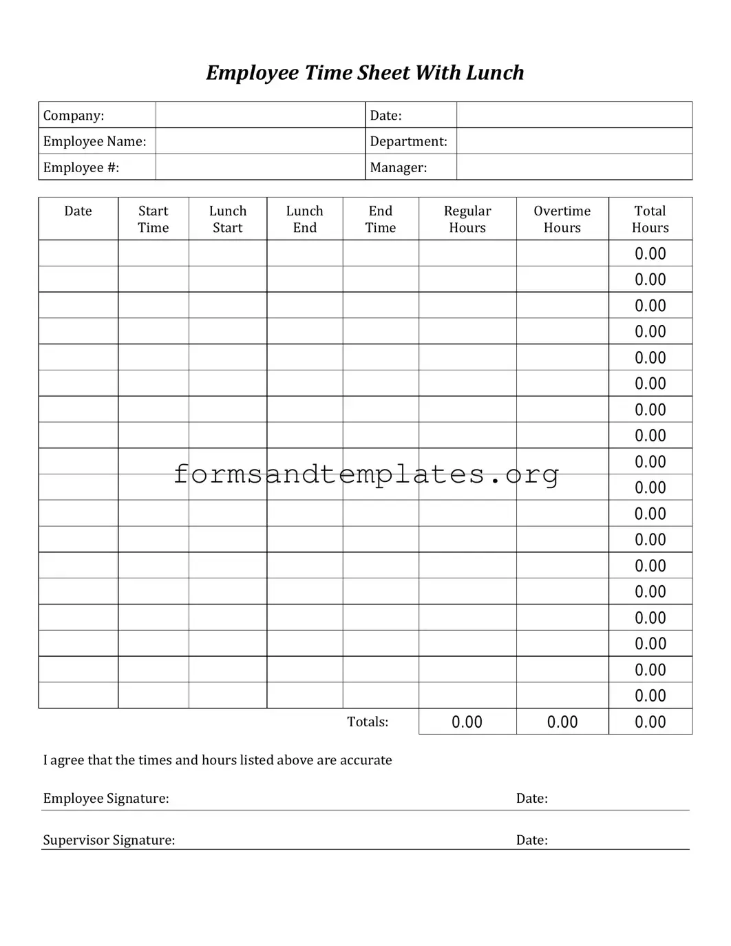 Printable Time Card Template