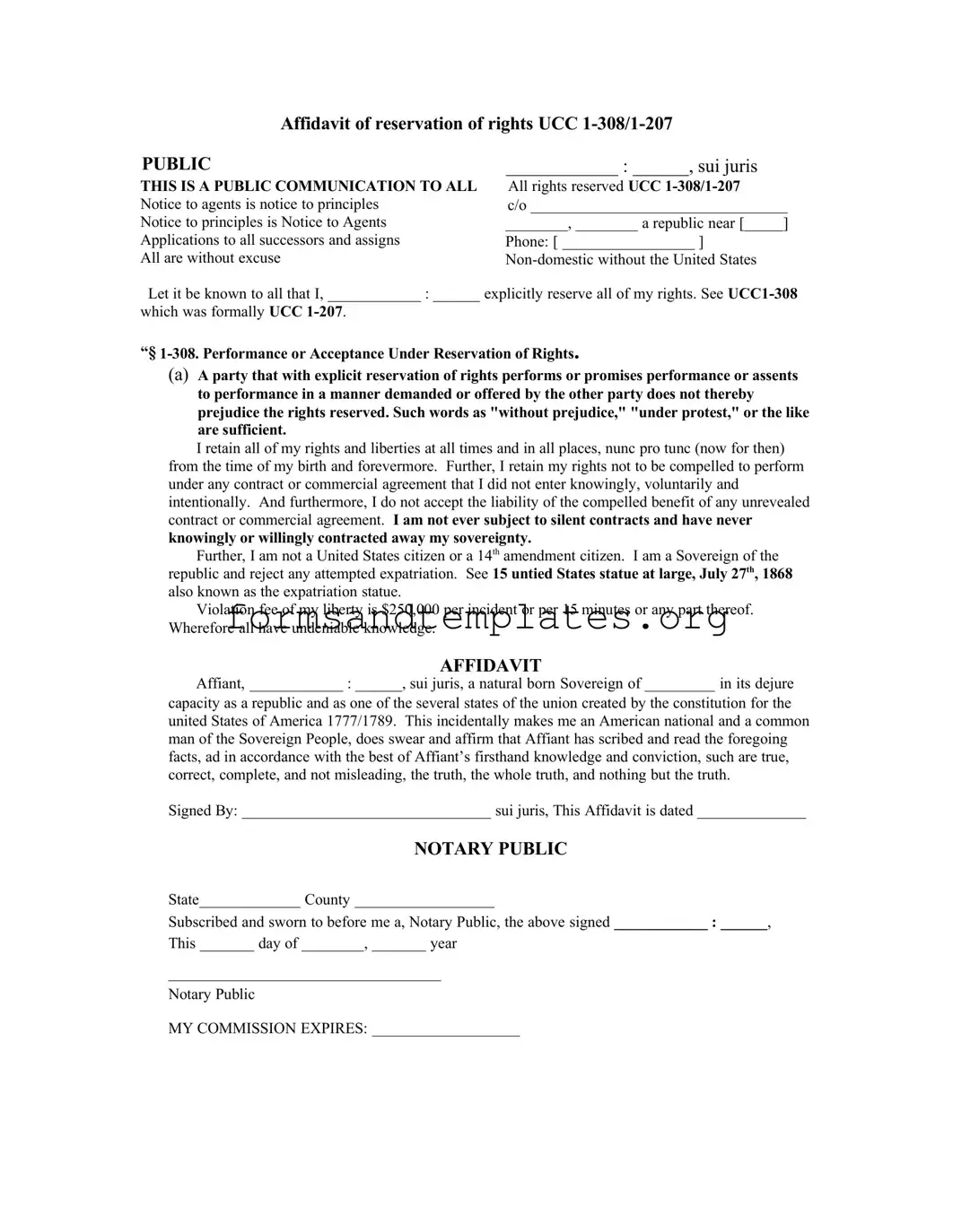 Printable Ucc 1 308 Template