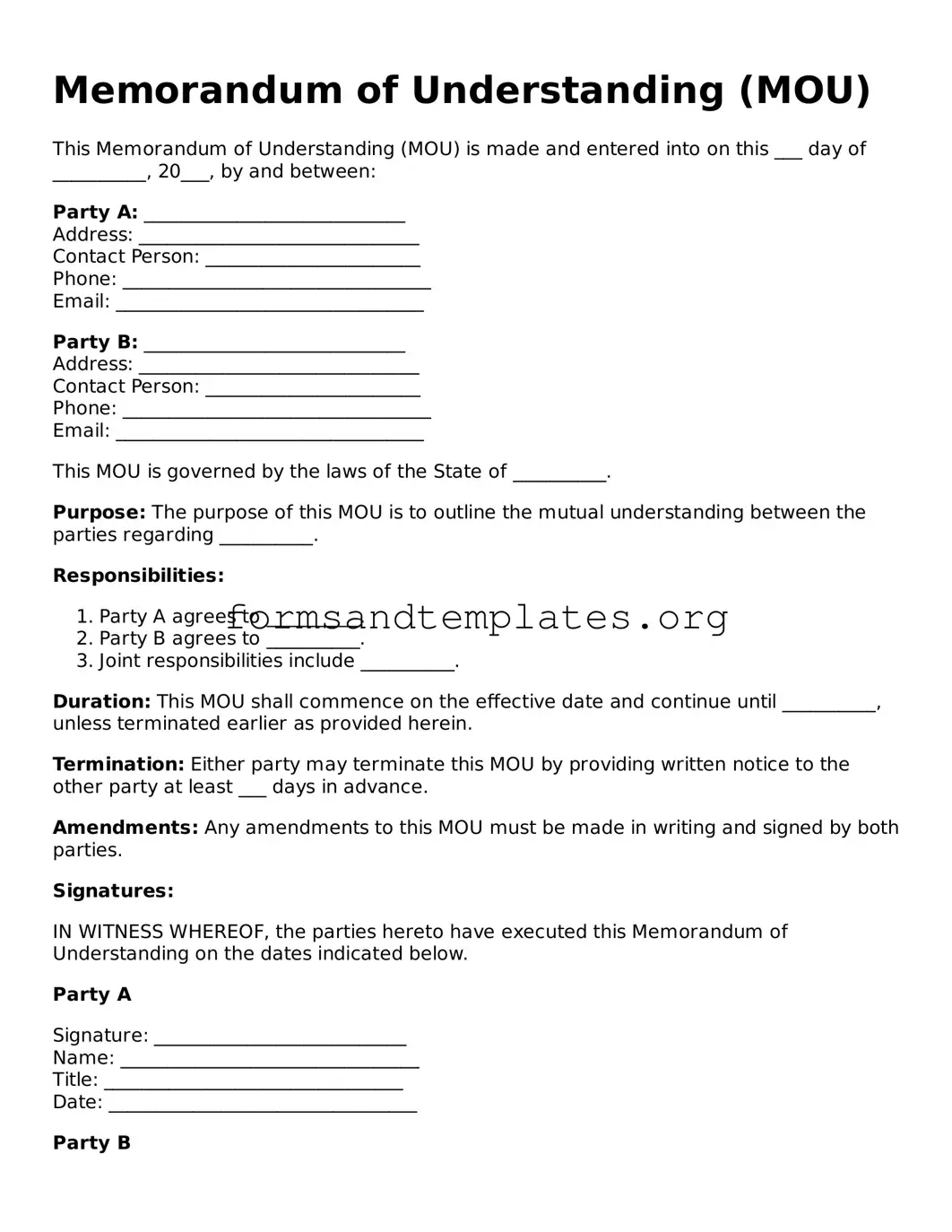 Attorney-Verified Memorandum of Understanding Template
