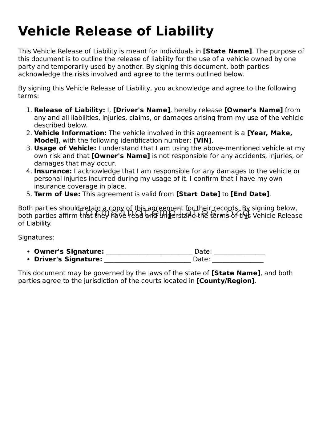 Attorney-Verified Vehicle Release of Liability Template