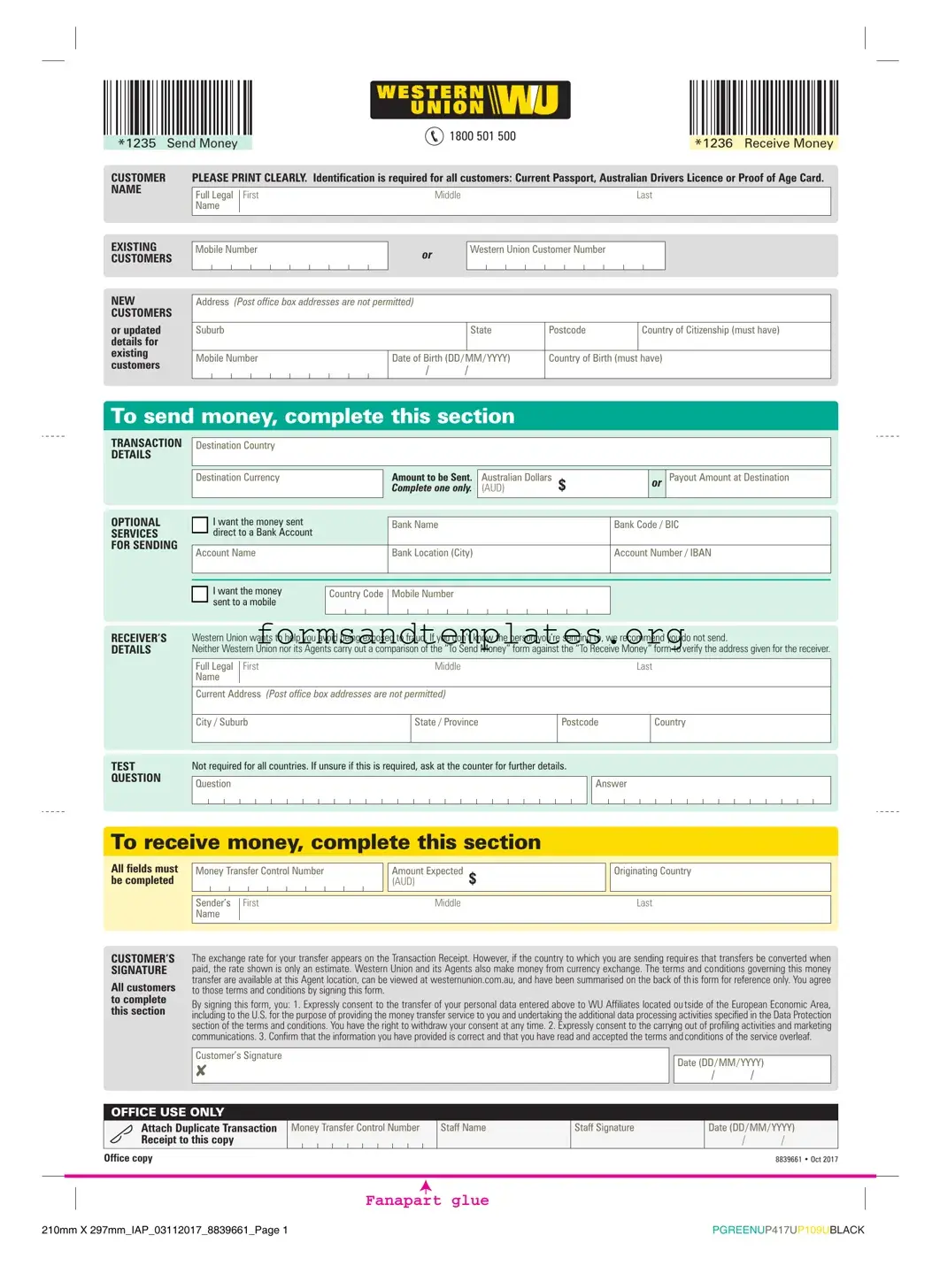 Printable Western Union Template